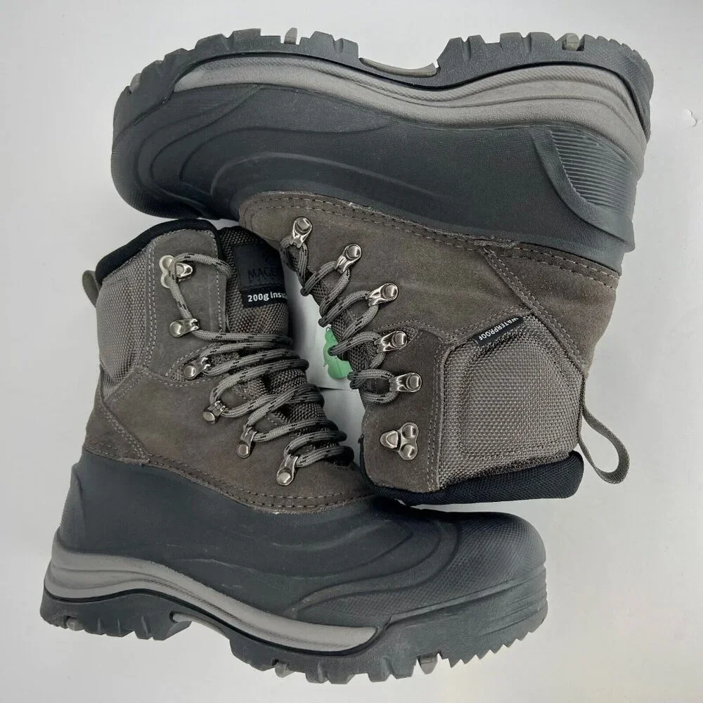 Magellan Outdoor Mens 177852 Gray Leather Lace Up Ankle Size 9D Hiking Boots